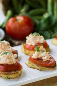 Okra Pancakes with Pimiento Cheese