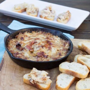 Hot Caramelized Onion Dip with Bacon and Gruyere