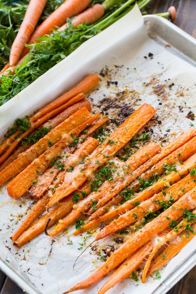 Parmesan Roasted Carrots - Spicy Southern Kitchen