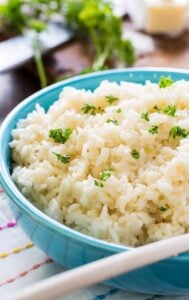 Creamy Parmesan Rice with lots of cheese and garlic flavor.