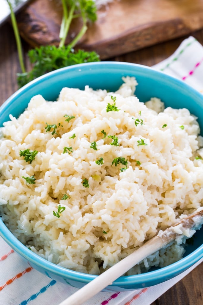 Creamy Parmesan Rice with lots of cheese and garlic flavor.