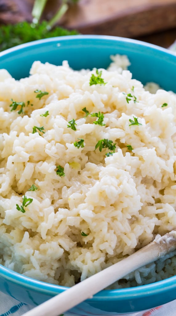 Creamy Parmesan Rice with lots of cheese and garlic flavor.