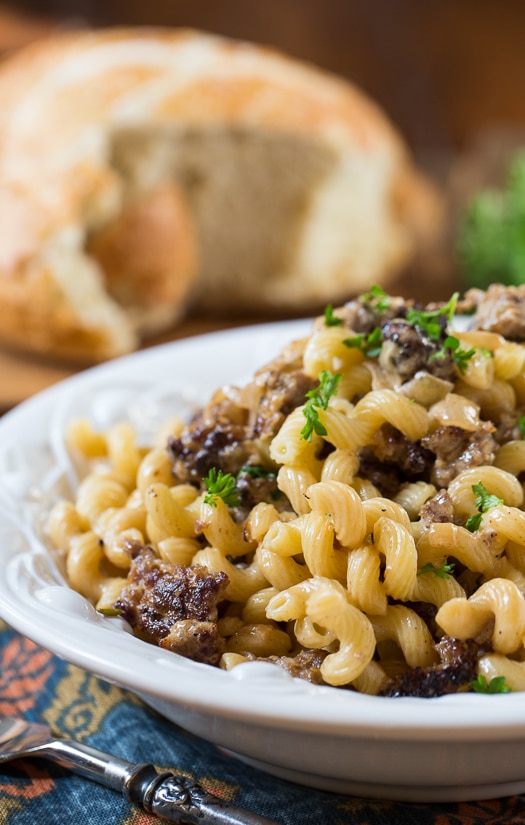 Pasta with Sausage Cream Sauce - Spicy Southern Kitchen