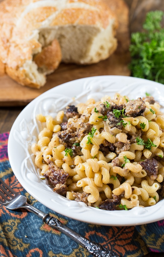 Pasta with Sausage Cream Sauce - Spicy Southern Kitchen