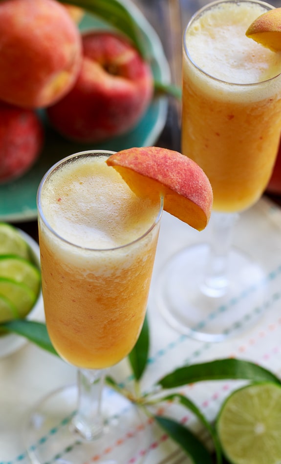 Frozen Peach Bellini Mocktail - Spicy Southern Kitchen