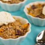 individual toffee, pecan, and peach crisps