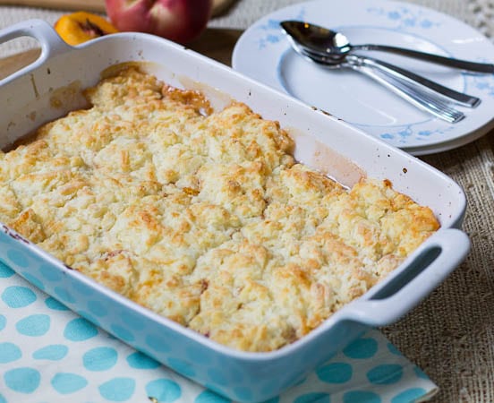 Peach Cobbler with White Cheddar Crust