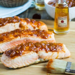 Salmon with Bourbon Peach BBQ Sauce