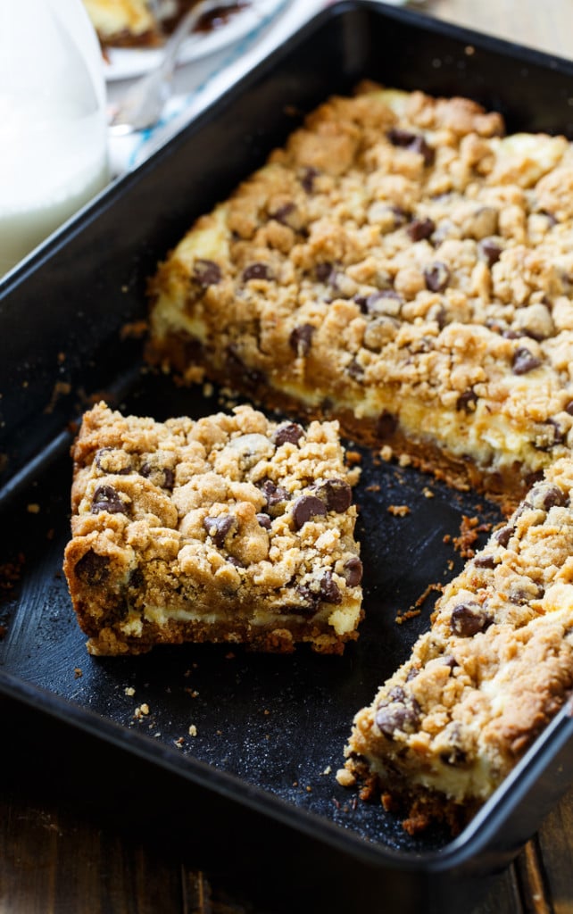 Cream Cheese Stuffed Peanut Butter Chocolate Chip Cookie Bars