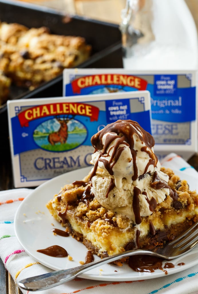 Cream Cheese Stuffed Peanut Butter Chocolate Chip Cookie Bars