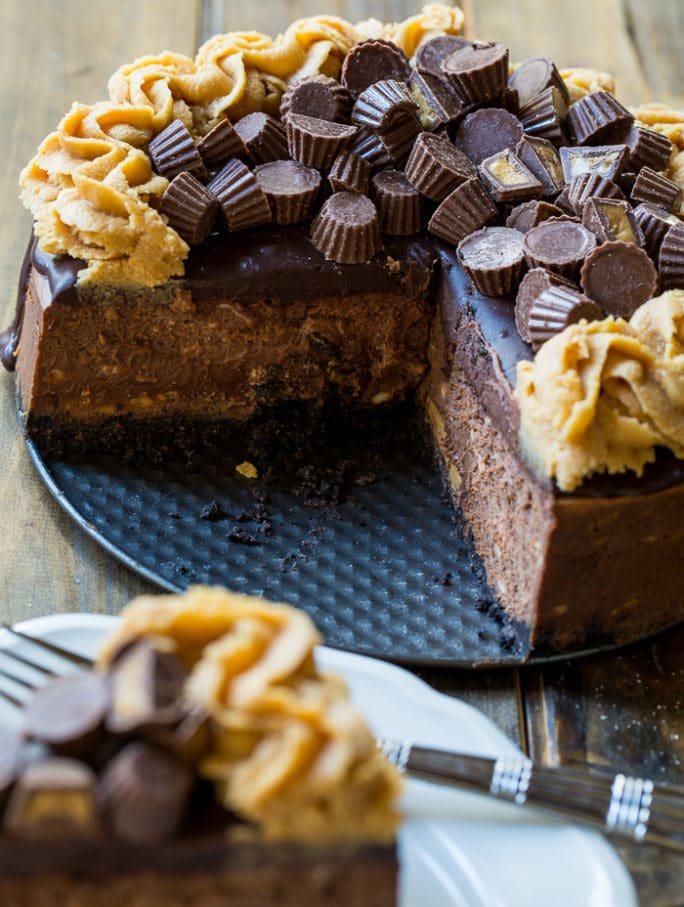 Chocolate Peanut Butter Cup Cheesecake - Spicy Southern Kitchen