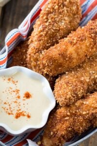 Peanut Crusted Chicken Fingers with Honey Maple Sauce
