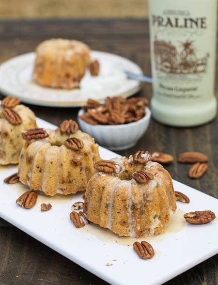 Pecan-Toffee Pound Cakes with Praline Creme Anglaise