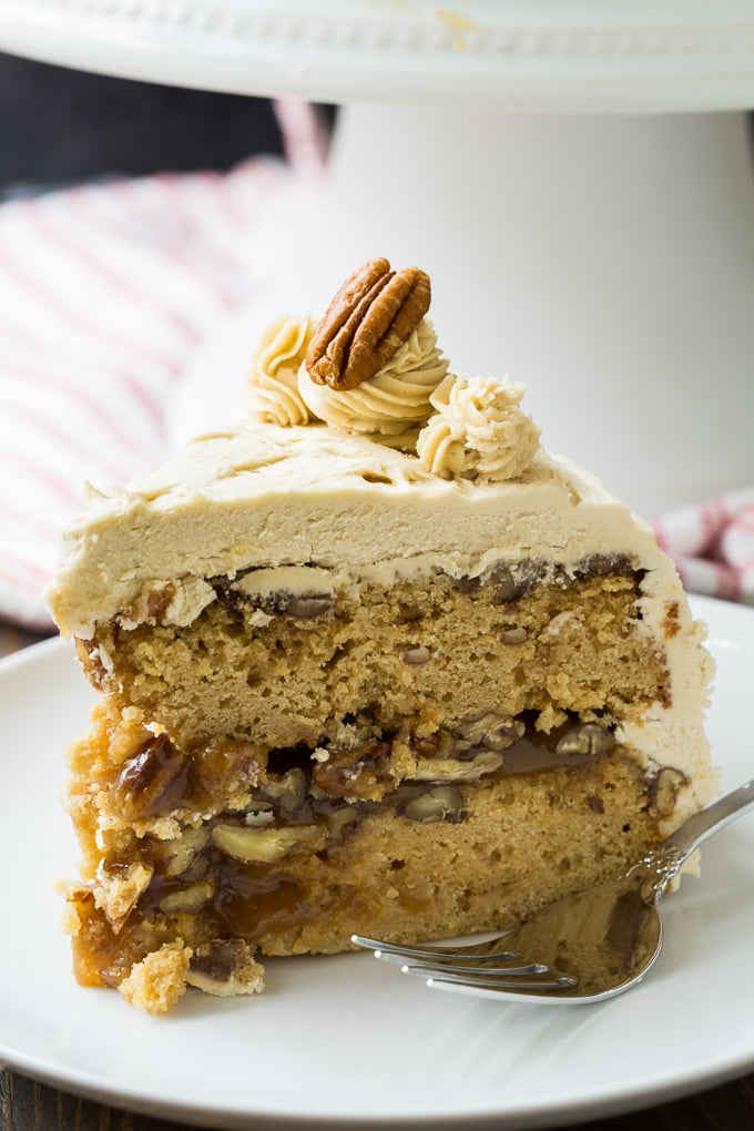Pecan Pie Layer Cake with Brown Sugar Frosting