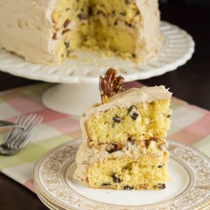 sour cream layer cake with pecan brittle