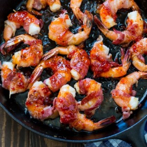 Bacon Wrapped Shrimp with Pepper Jelly Glaze