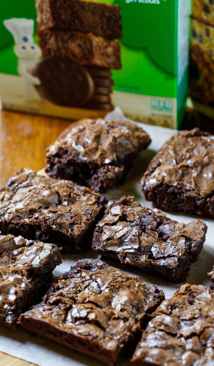 Easy Thin Mints Brownies made from Pillsbury baking mix.