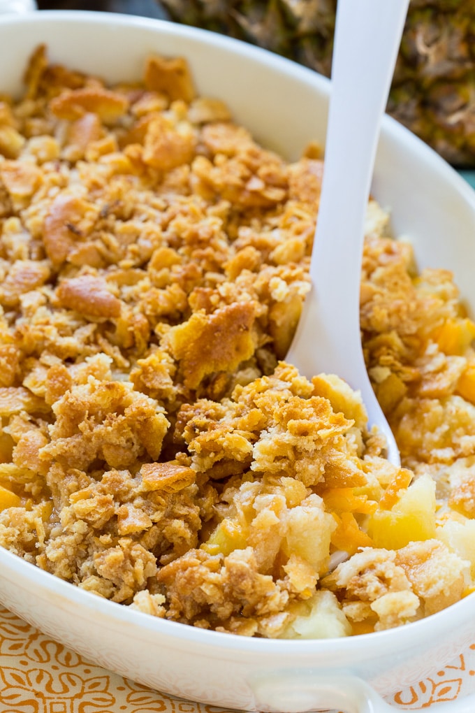 Pineapple Casserole is both sweet and savory