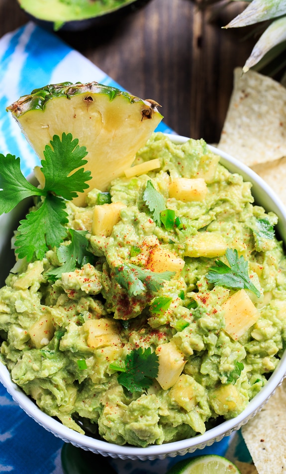 Spicy Pineapple Guacamole - creamy, sweet, and spicy!