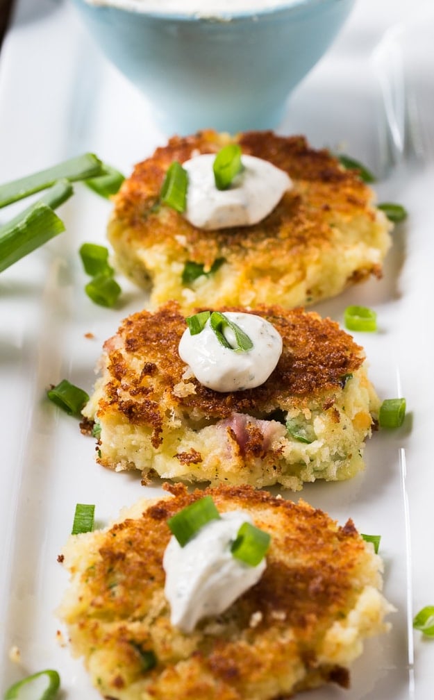 Mashed Potato Croquettes with ham and ranch seasoning. Perfect for using up Thanksgiving leftovers