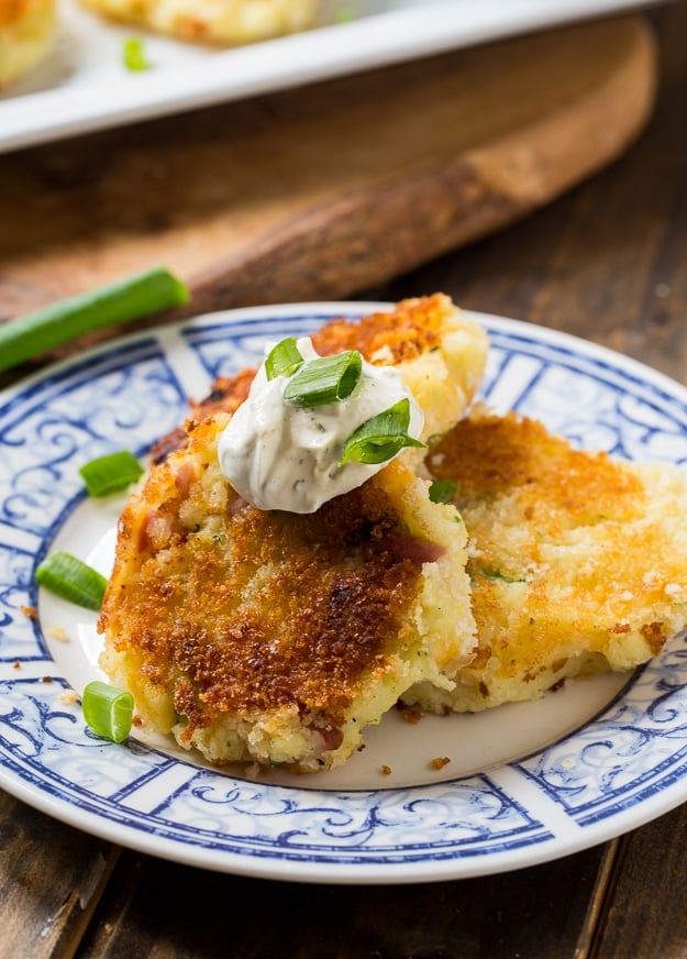 Mashed Potato Croquettes with ham and ranch seasoning. Perfect for Thanksgiving leftovers.