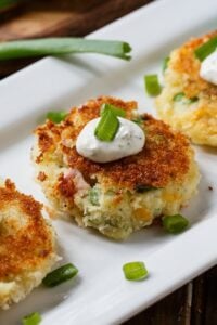 Mashed Potato Croquettes with ham and ranch seasoning. Perfect for Thanksgiving leftovers