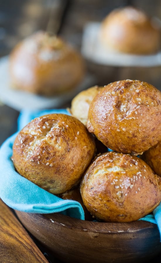 Homemade Pretzel Rolls - salty and chewy on the outside.