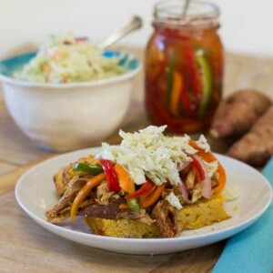 BBQ Chicken on Sweet Potato Cornbread