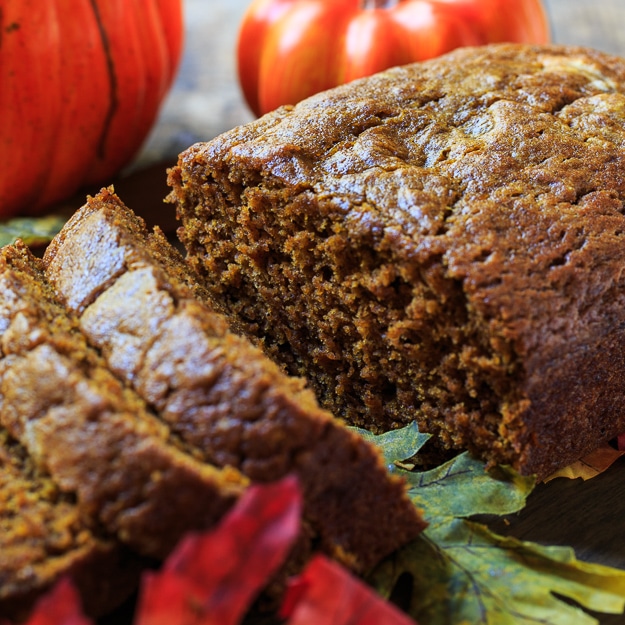 Spicy Pumpkin Bread - with a heavy dose of fall spices, this moist pumpkin bread is not lacking in flavor.