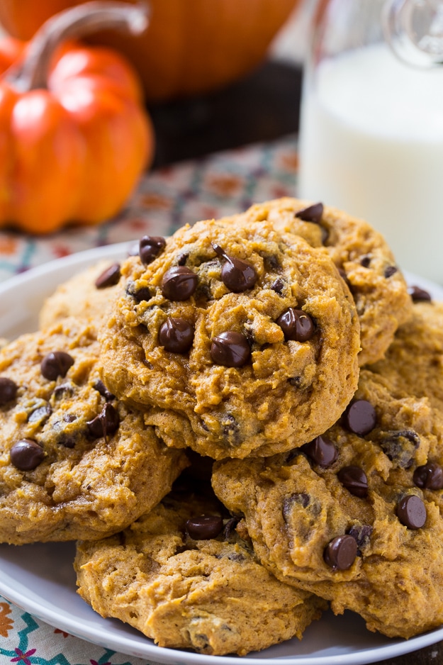 Soft Pumpkin Chocolate Chip Cookies - Spicy Southern Kitchen