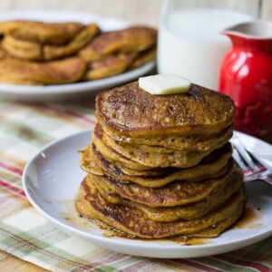 Pumpkin Pancakes with Bourbon Vanilla Syrup