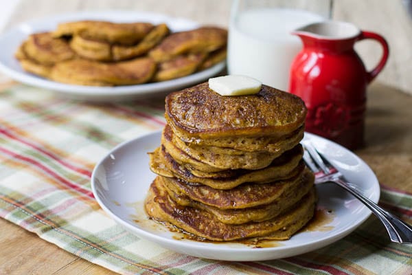 Pumpkin Pancakes with Bourbon Vanilla Syrup