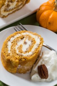 Pumpkin Roll with a creamy filling.