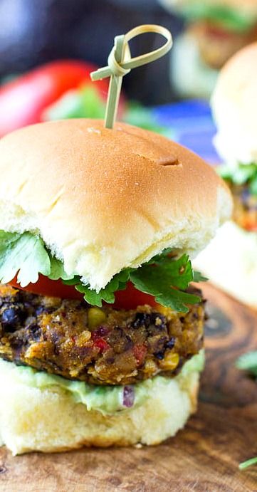 Baked Pumpkin-Black Bean Sliders with Avocado Sauce