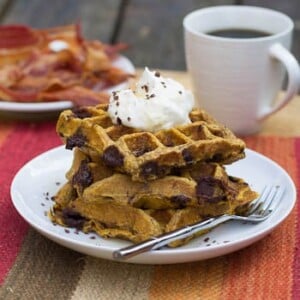 Pumpkin Chocolate Chunk Waffles