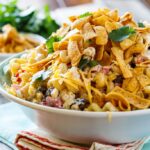 BBQ Ranch Pasta Salad with chicken and crunchy corn chips.
