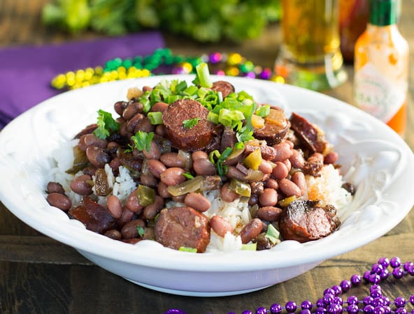 Red Beans and Rice in a white bowl.