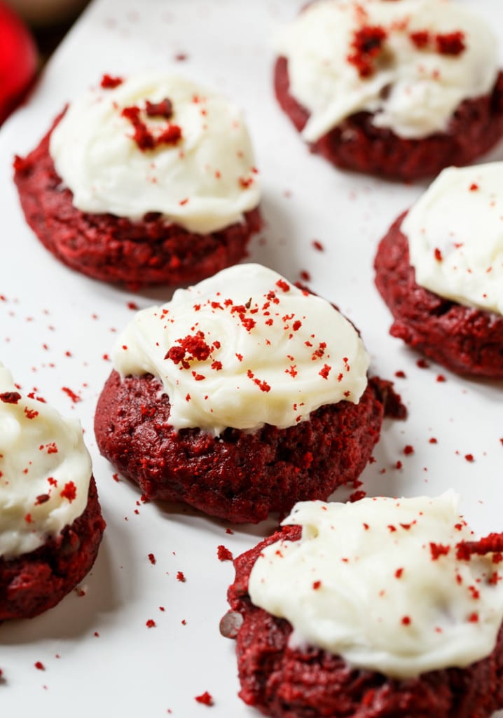 Red Velvet Cookies with Cream Cheese Frosting - Spicy Southern Kitchen