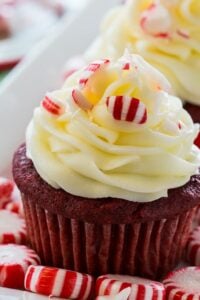 Red Velvet Cupcakes with Peppermint Cream Cheese Frosting