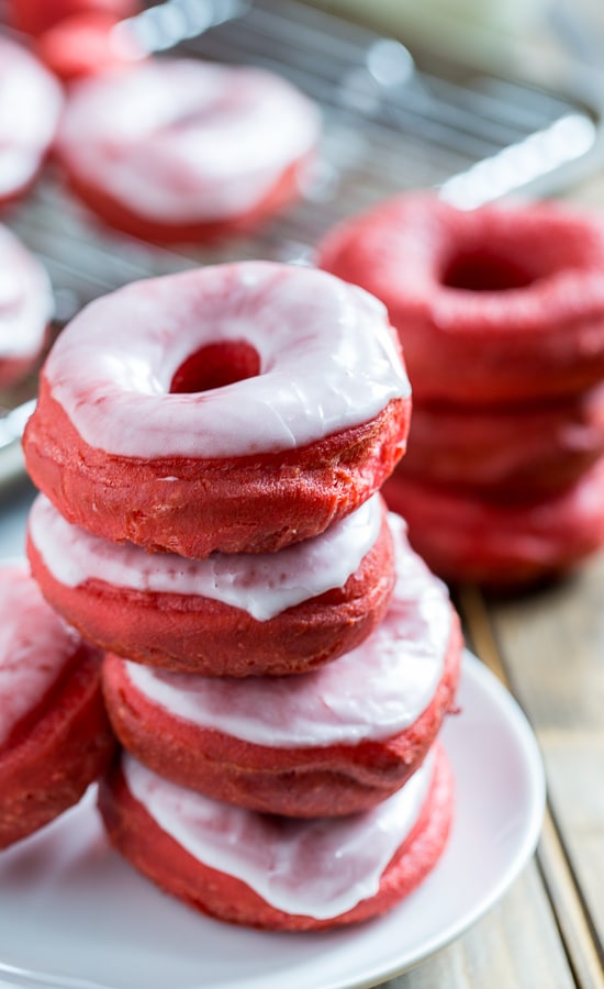 Red Velvet Donuts. Perfect for Valentine's Day #doughnuts