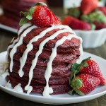 Red Velvet Pancakes with Cream Cheese Drizzle