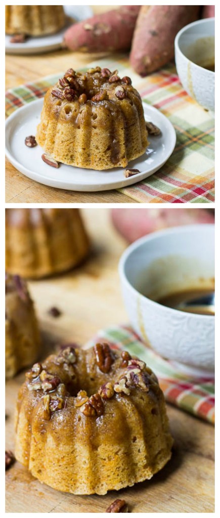 Collage of Rum-Glazed Sweet Potato Cakes