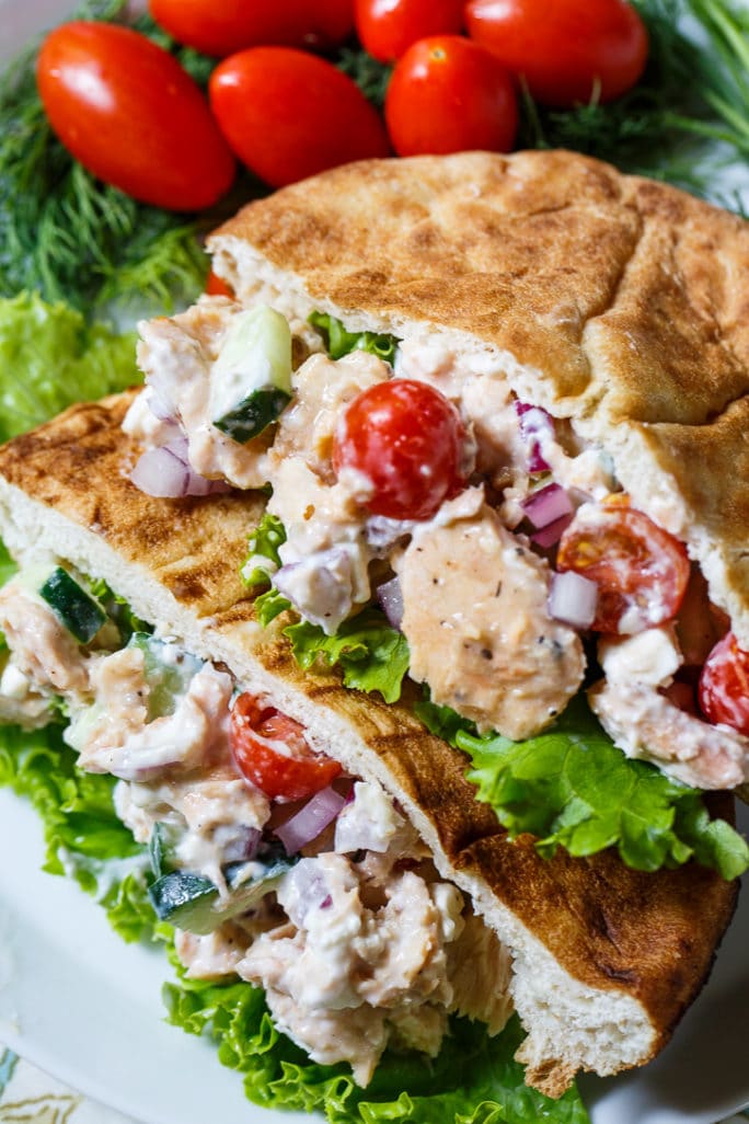 Greek Salmon Pita Sandwich
