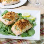 Baked Salmon with Mascarpone Spinach