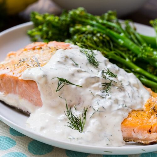 Salmon with Creamy Dill Sauce - Spicy Southern Kitchen