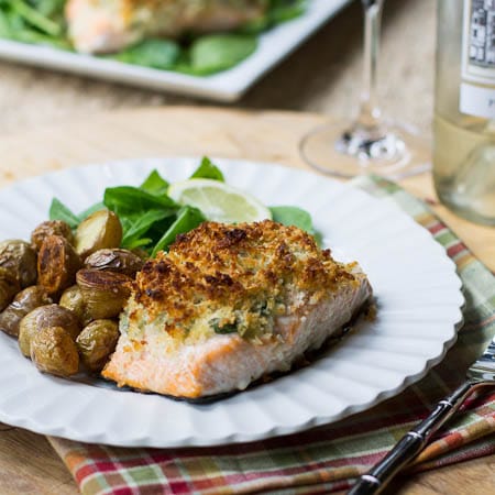 Baked Salmon with Mascarpone Spinach