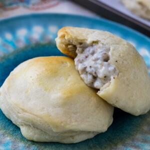 Sausage Gravy Stuffed Biscuits