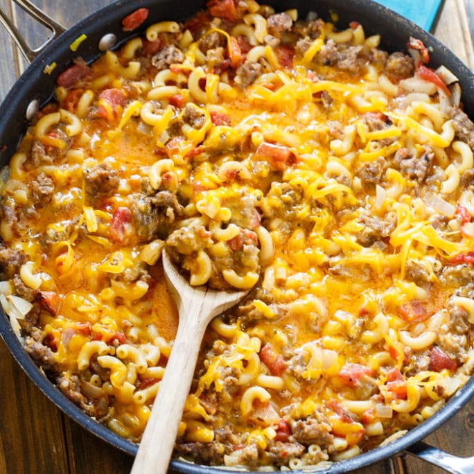 Stovetop Sausage Mac and Cheese- ready in under 30 minutes. Only 1 pot needed!