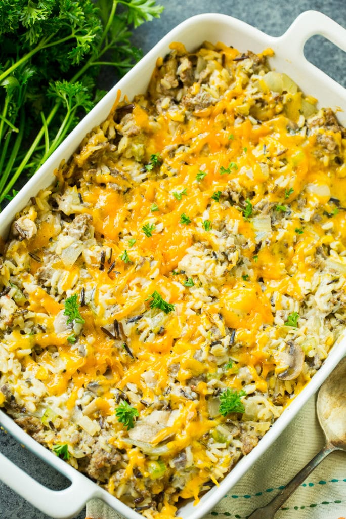 Sausage And Rice Dressing Casserole Spicy Southern Kitchen
