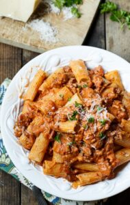 Sausage Rigatoni with Spicy Tomato Cream Sauce